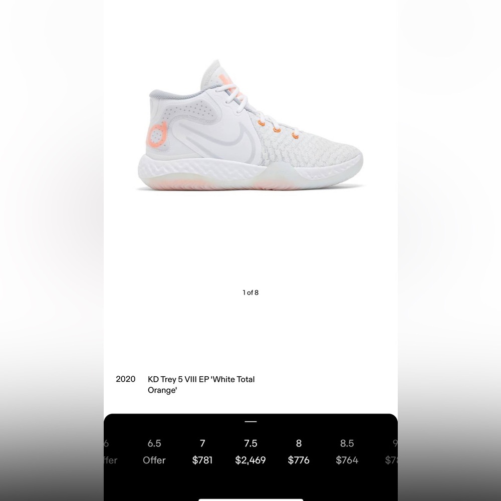 KD Trey 5 VIII EP ‘White Total Orange’ Men’s 7.5